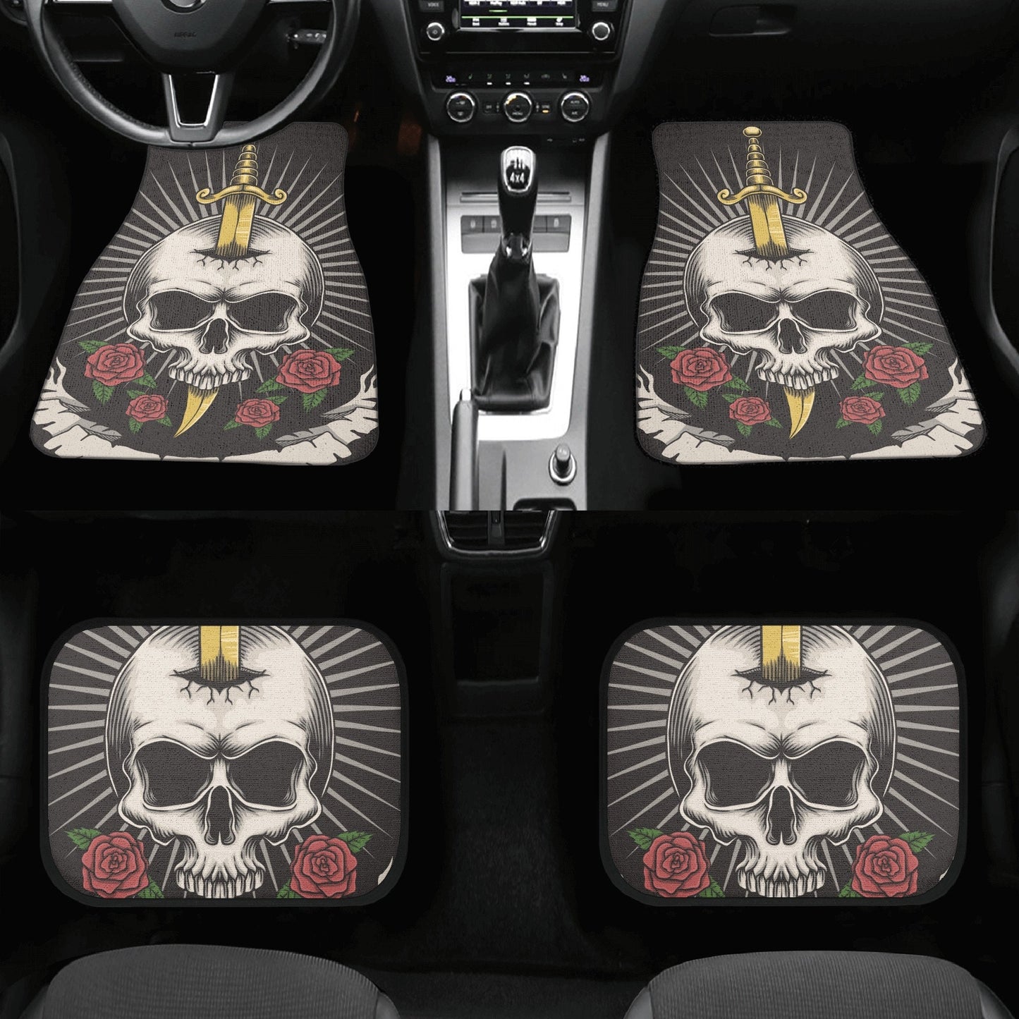 Sword Skull Car Seat Cover car mat full set, Gothic seat cover mat for car, skull car mat, skeleton gothic skull mat seat protector for car