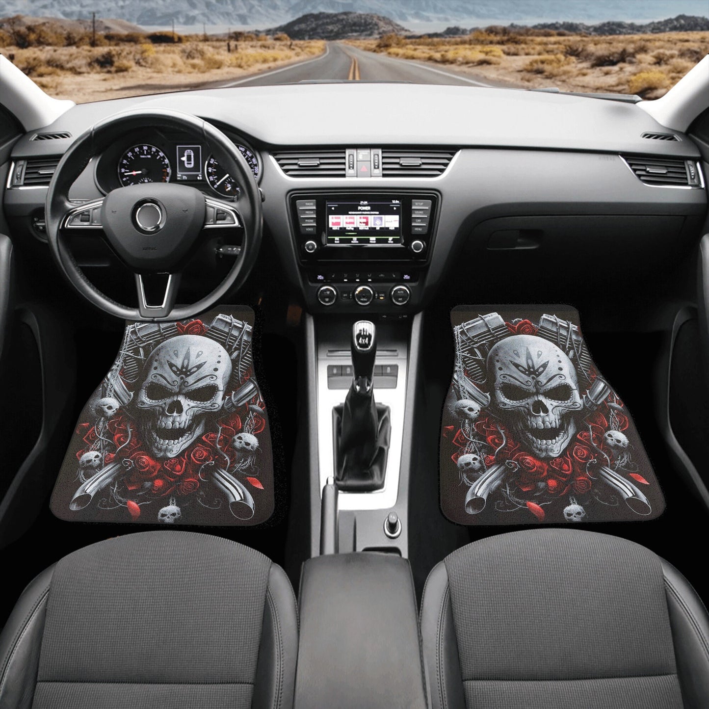 Motorcycle Skull Car Seat Cover car mat, Grim reaper skull seat cover mat for car Biker gothic skull gothic car seat cover Halloween car mat