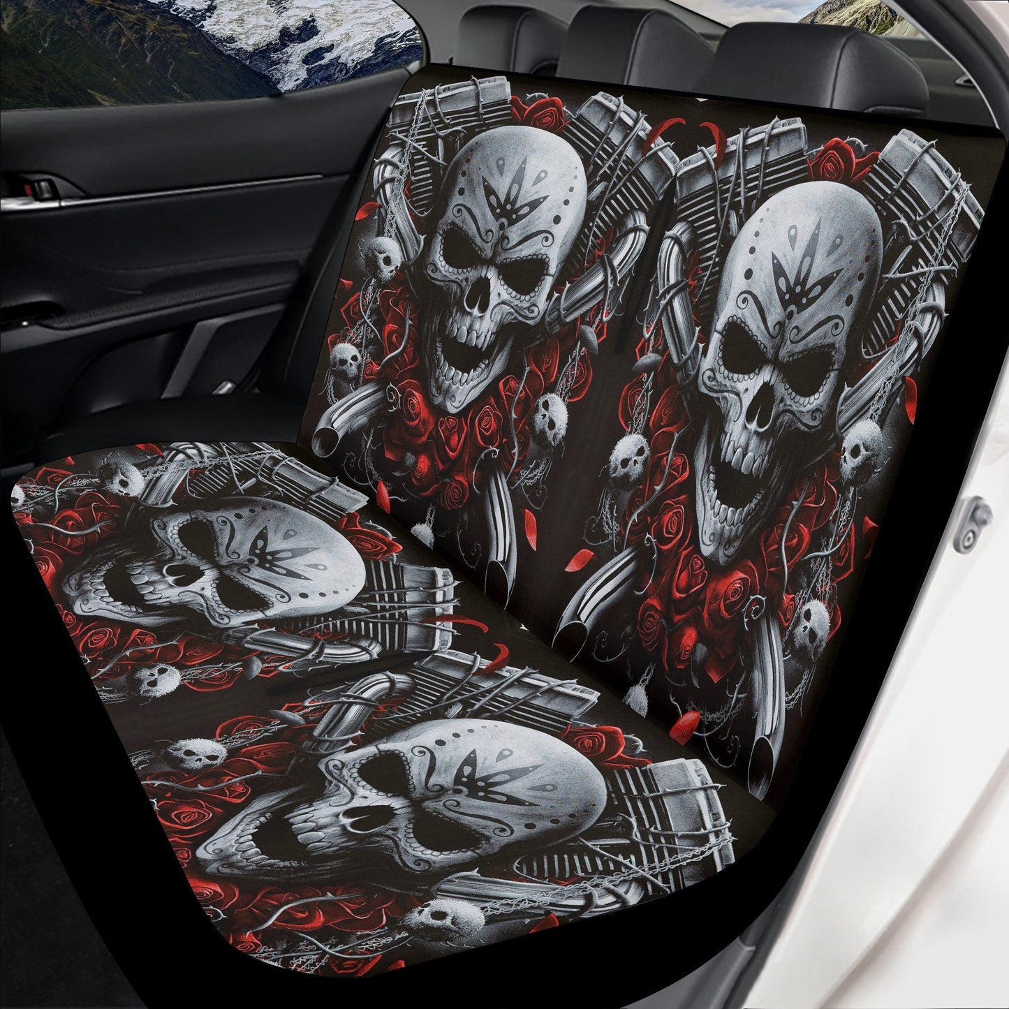 Motorcycle Skull Car Seat Cover car mat, Grim reaper skull seat cover mat for car Biker gothic skull gothic car seat cover Halloween car mat