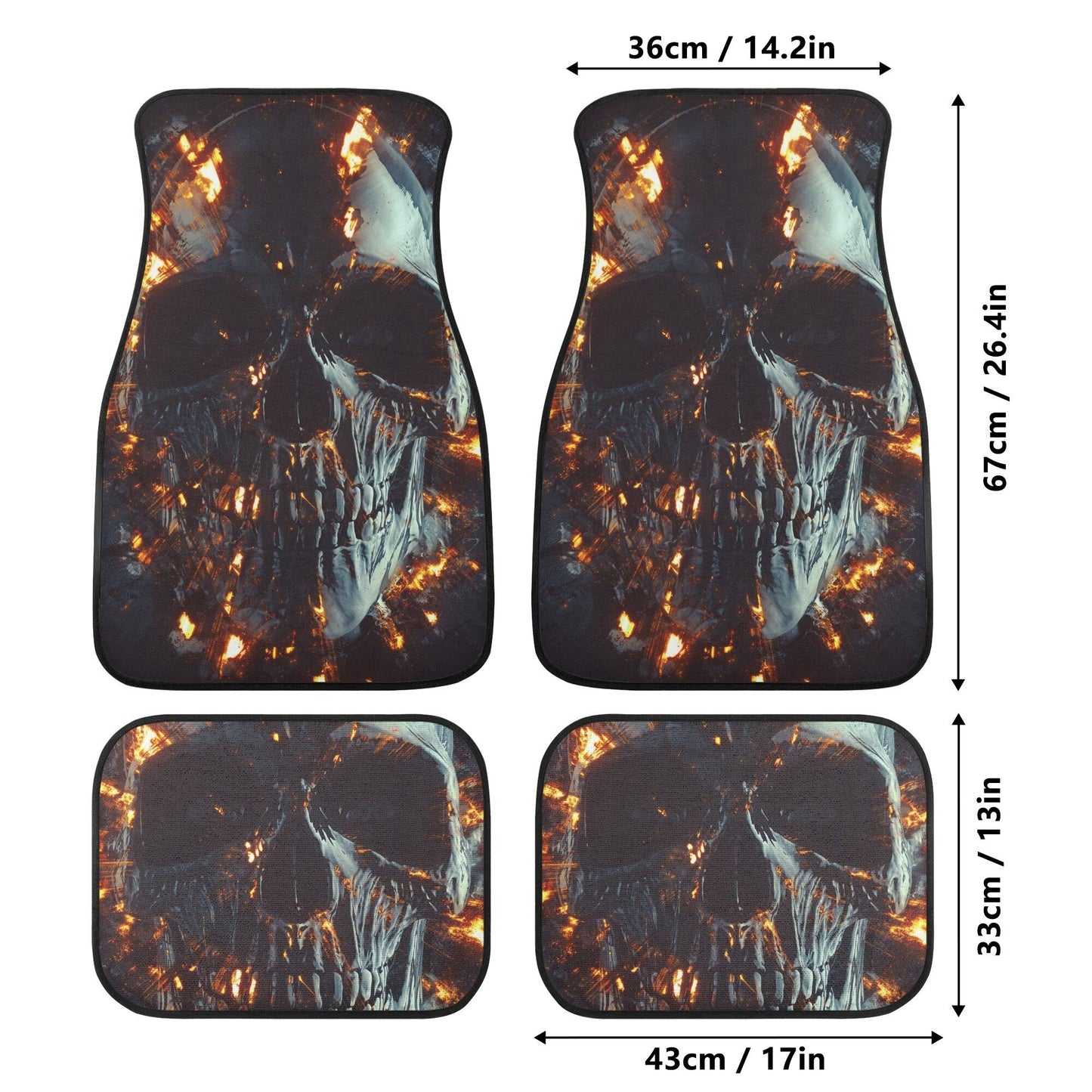 Flaming Skull Car Seat Cover car mat full set, Grim reaper skull seat cover mat for car Gothic skull car seat cover, skull mat cover for car