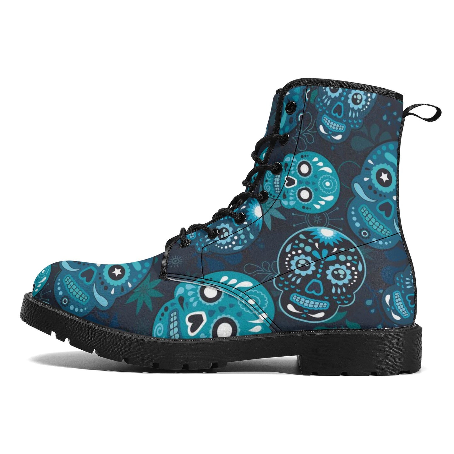 Sugar skull leather boots, day of the dead boots for men women sugar skull women's boots, candy skull women's boots, Calaveras leather boots