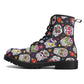 Day of the dead leather boots, sugar skull boots for men women sugar skull women's boots, candy skull women's boots, Calaveras leather boots