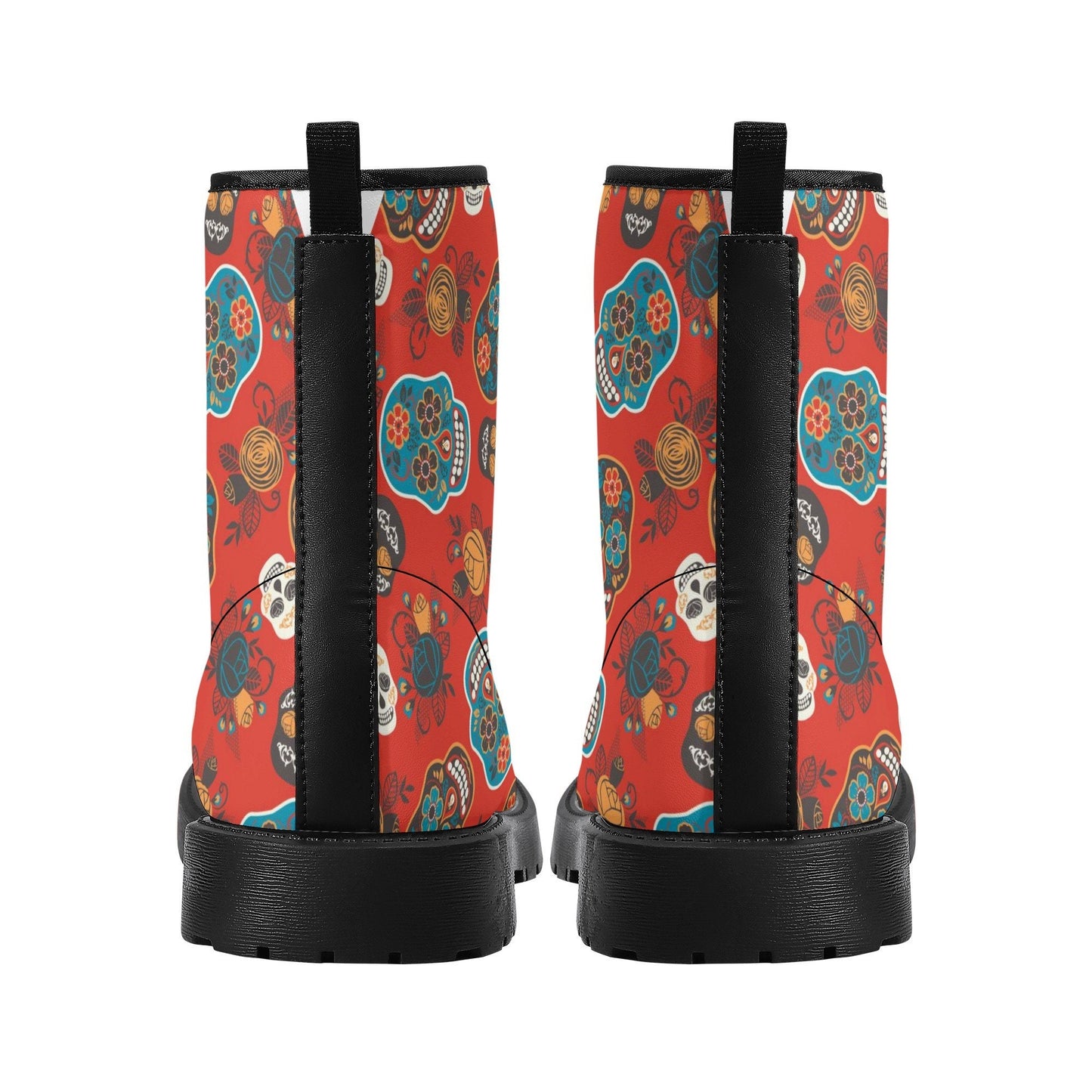 Day of the dead leather boots, sugar skull boots for men women sugar skull women's boots, candy skull women's boots, Calaveras leather boots