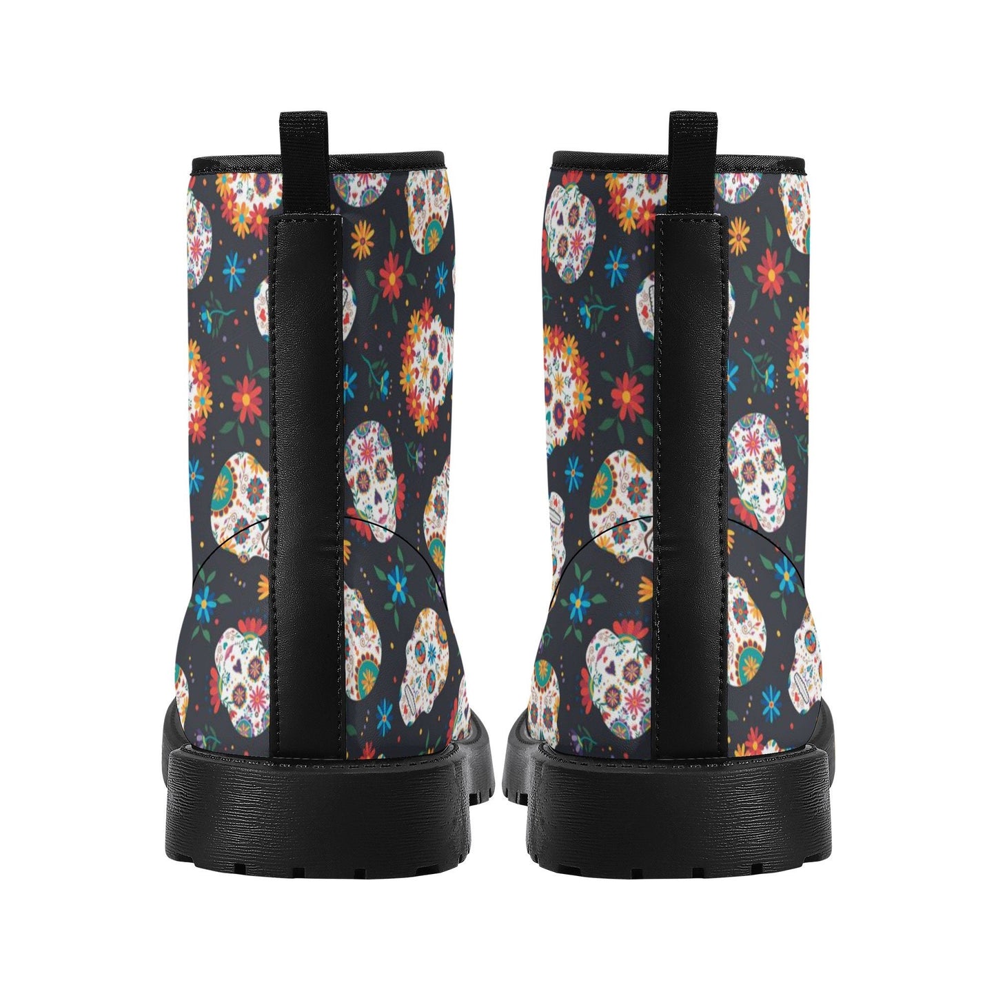 Day of the dead leather boots, sugar skull boots for men women sugar skull women's boots, candy skull women's boots, Calaveras leather boots