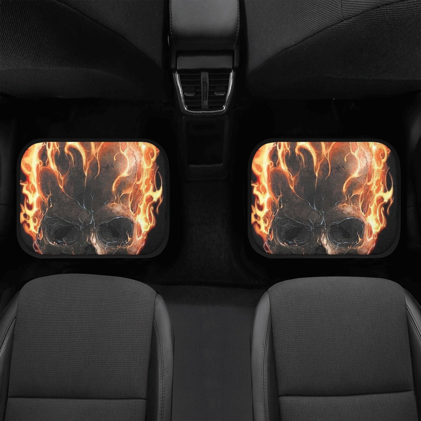 Flaming Skull Seat Cover for car, skull mat for car, Fire skull seat cover mat for car Gothic skull car seat cover, skull mat cover for car