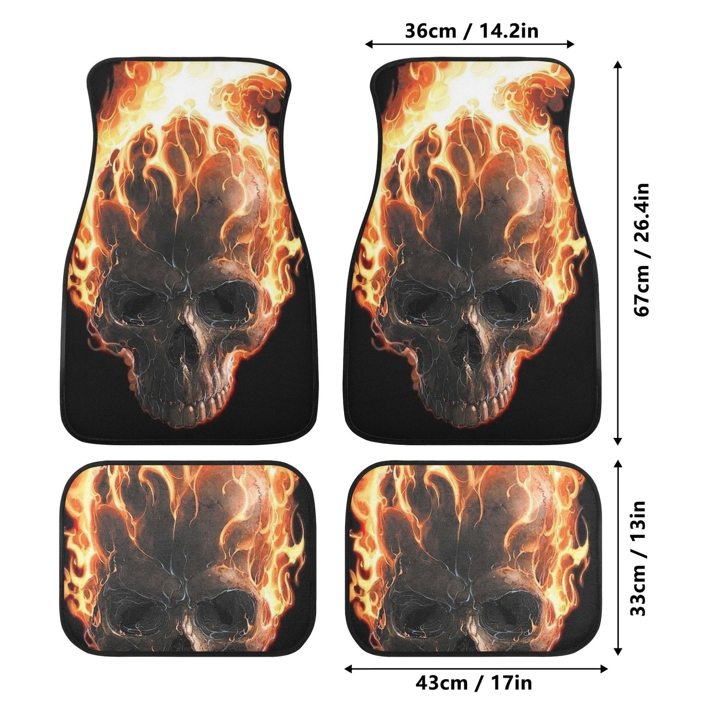 Flaming Skull Seat Cover for car, skull mat for car, Fire skull seat cover mat for car Gothic skull car seat cover, skull mat cover for car