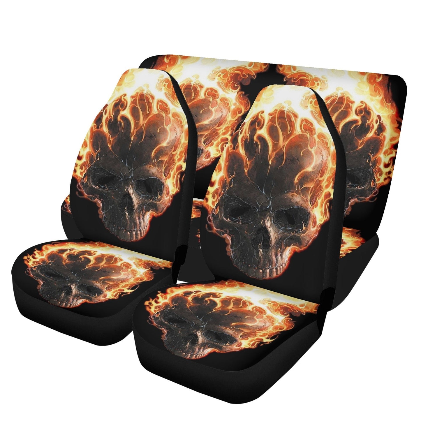 Flaming Skull Seat Cover for car, skull mat for car, Fire skull seat cover mat for car Gothic skull car seat cover, skull mat cover for car