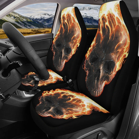 Flaming Skull Seat Cover for car, skull mat for car, Fire skull seat cover mat for car Gothic skull car seat cover, skull mat cover for car