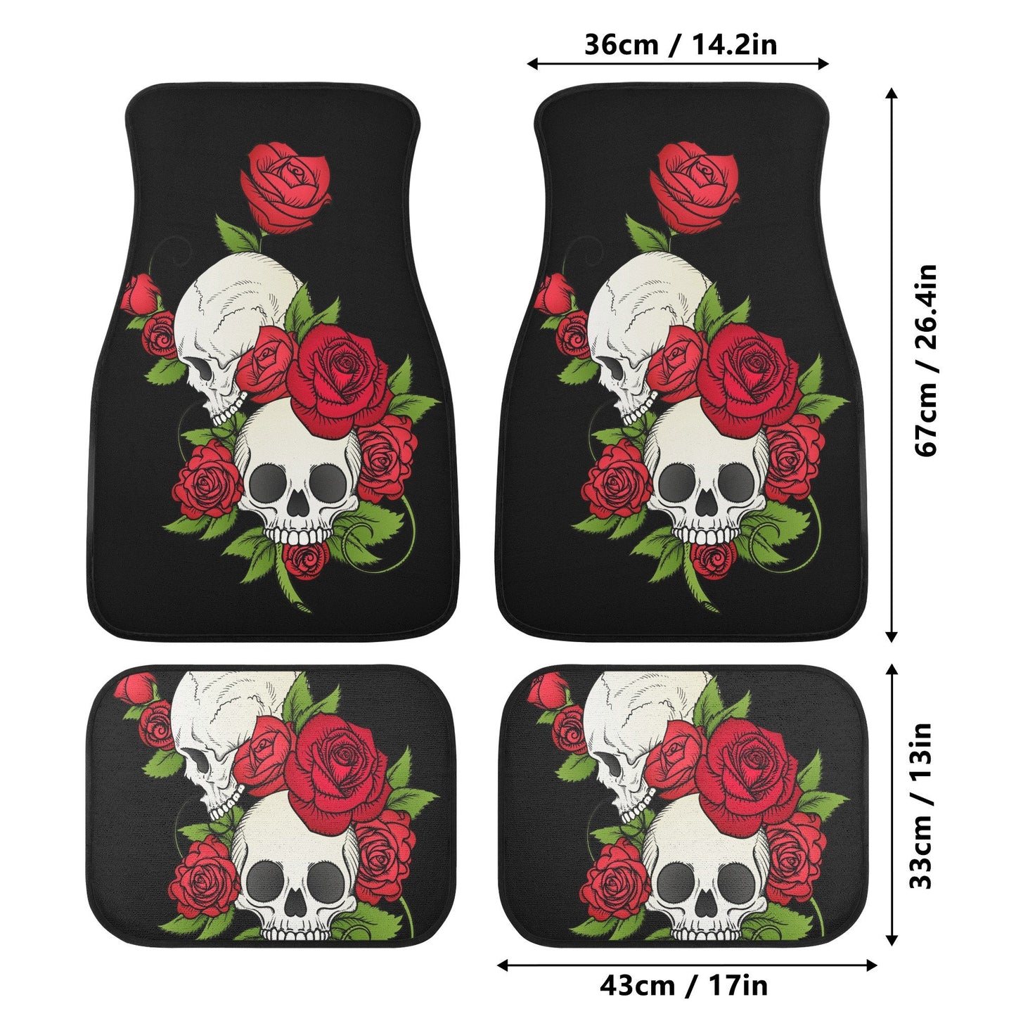 Rose Skull Seat Cover for car, floral skull car mat, Halloween skull seat cover mat for car, skull car seat cover, skull mat cover for car