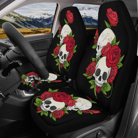 Rose Skull Seat Cover for car, floral skull car mat, Halloween skull seat cover mat for car, skull car seat cover, skull mat cover for car