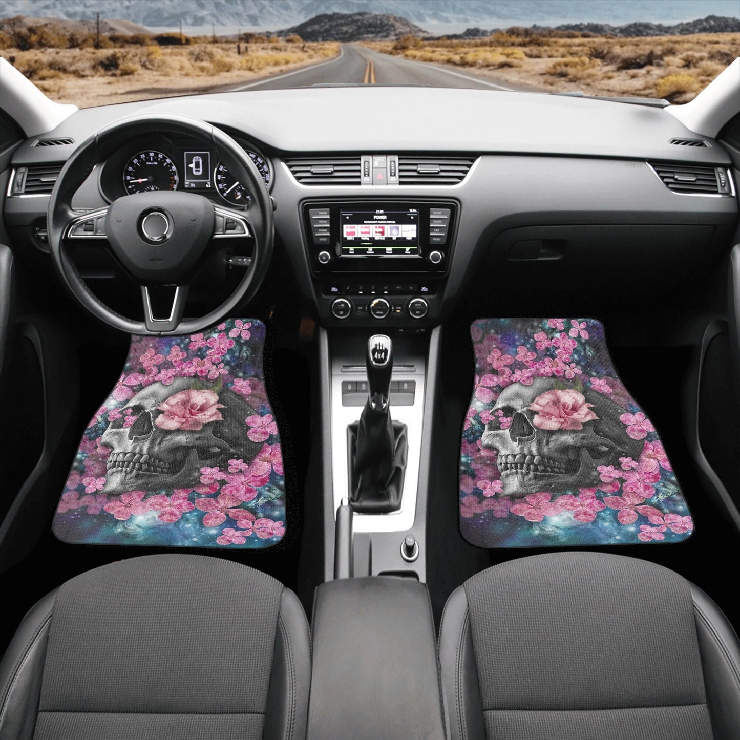 Gothic Skull Seat Cover for car skull mat for car Skeleton skull seat cover mat for car Rose skull car seat cover, skull mat cover for car