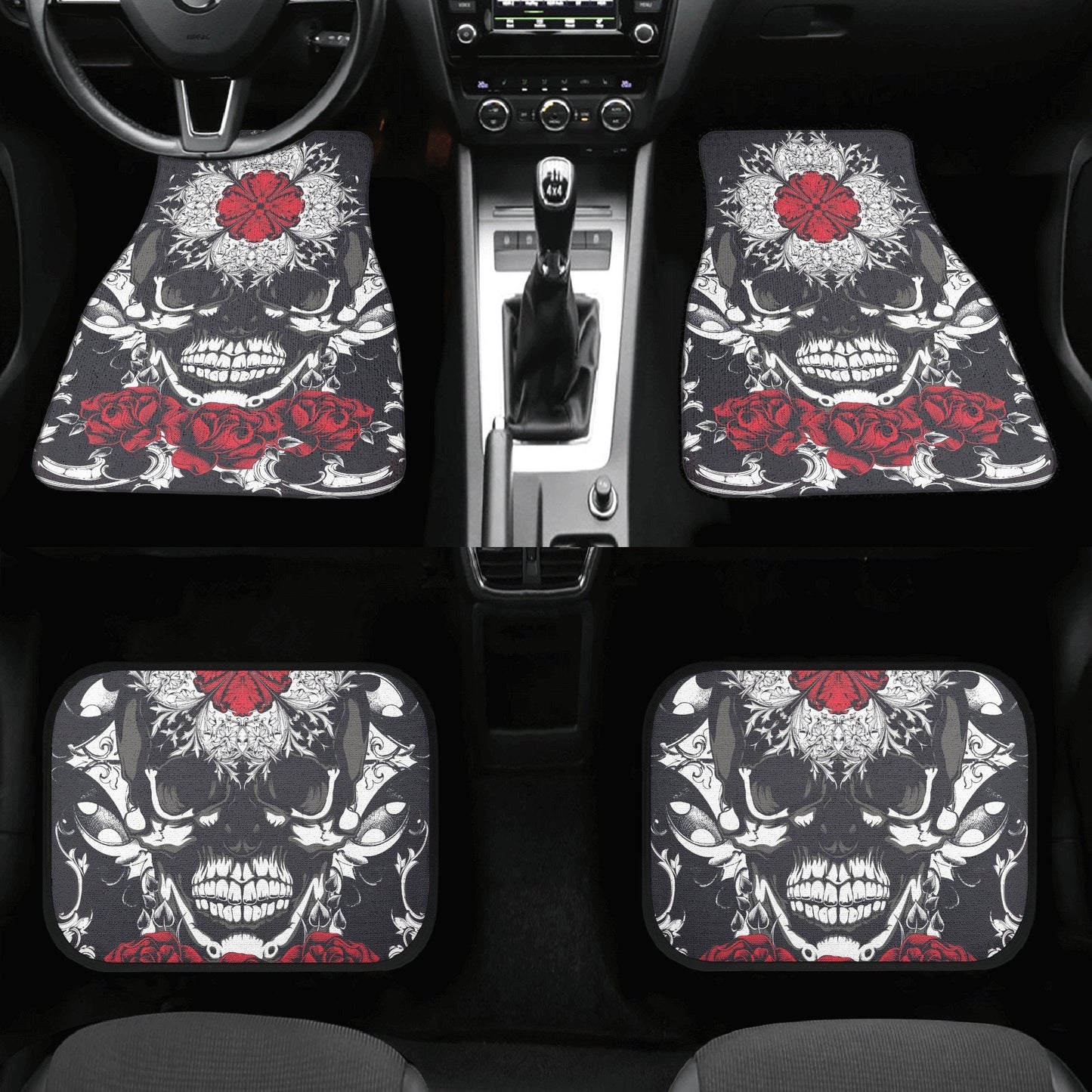 Floral skull Car Seat Cover car mat, Halloween skull car seat cover mat Rose gothic skull car seat protector covers mat skeleton car mats