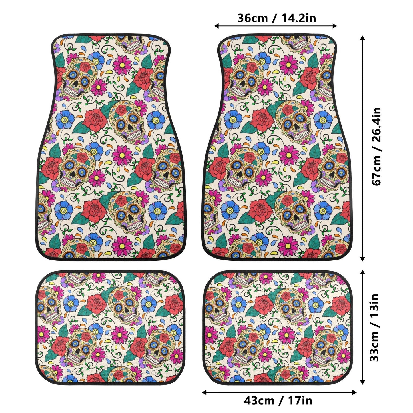 Candy skull calaveras Mexican skull Car Seat Covers car mats, day of the dead car seat cover mats, sugar skull car accessories covers mats