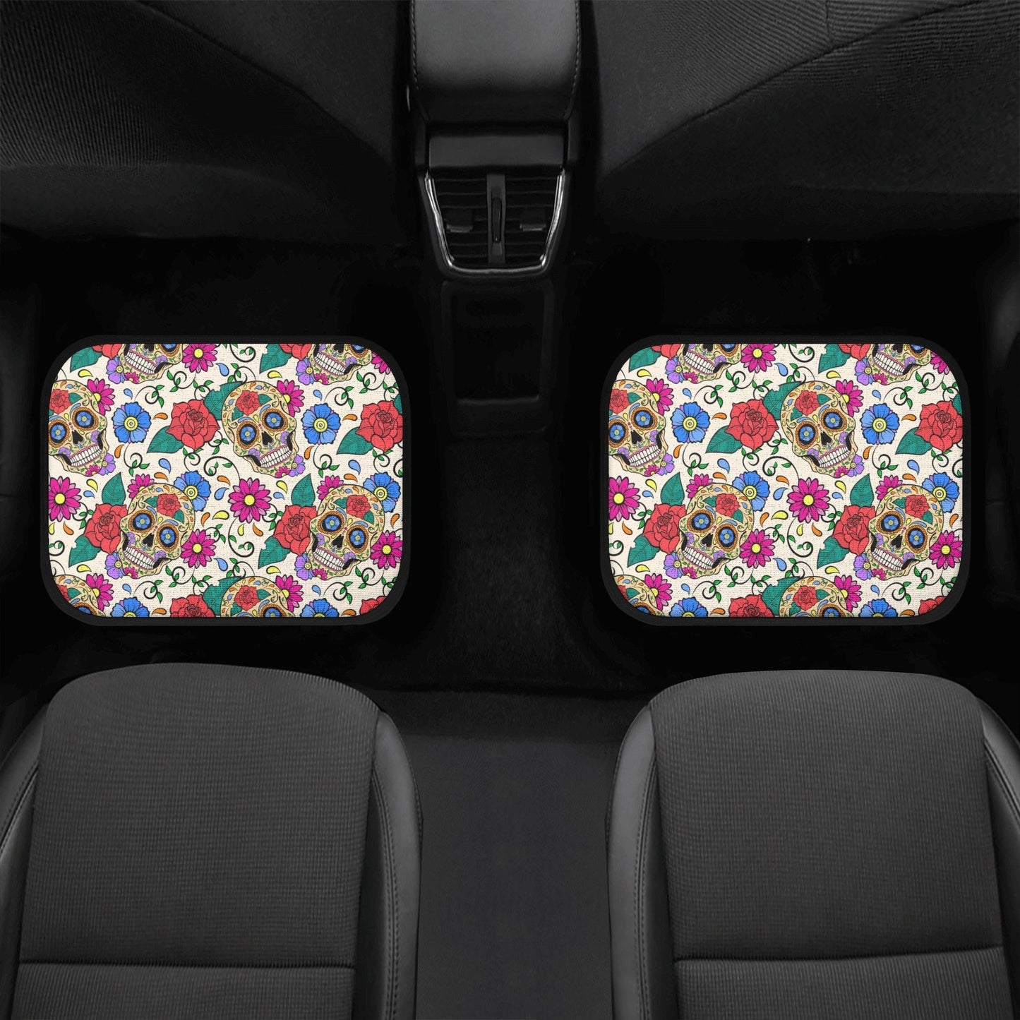 Candy skull calaveras Mexican skull Car Seat Covers car mats, day of the dead car seat cover mats, sugar skull car accessories covers mats