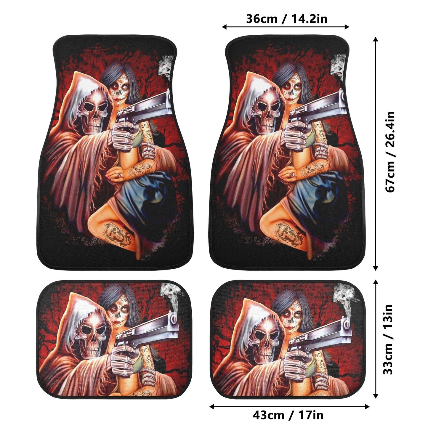 Grim reaper and girl skull Car Seat Cover car mat, Halloween car seat cover mat gothic skull car seat protector covers mat skeleton car mats