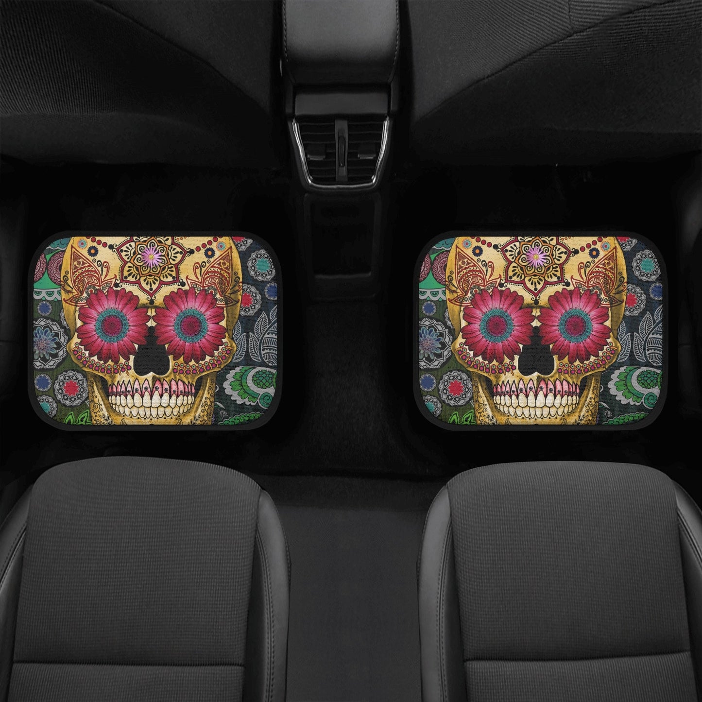 Sugar skull seat cover for car, Day of the dead Seat Covers mat for car, Candy skull car seat protector accessories skull seat cover for car