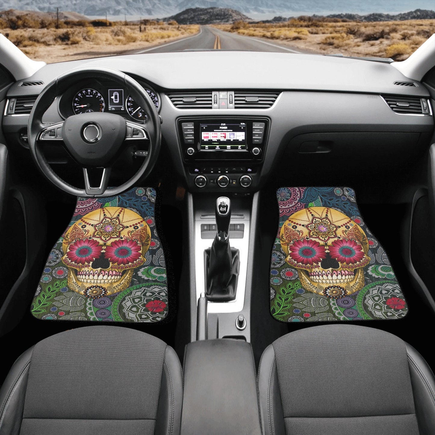 Sugar skull seat cover for car, Day of the dead Seat Covers mat for car, Candy skull car seat protector accessories skull seat cover for car