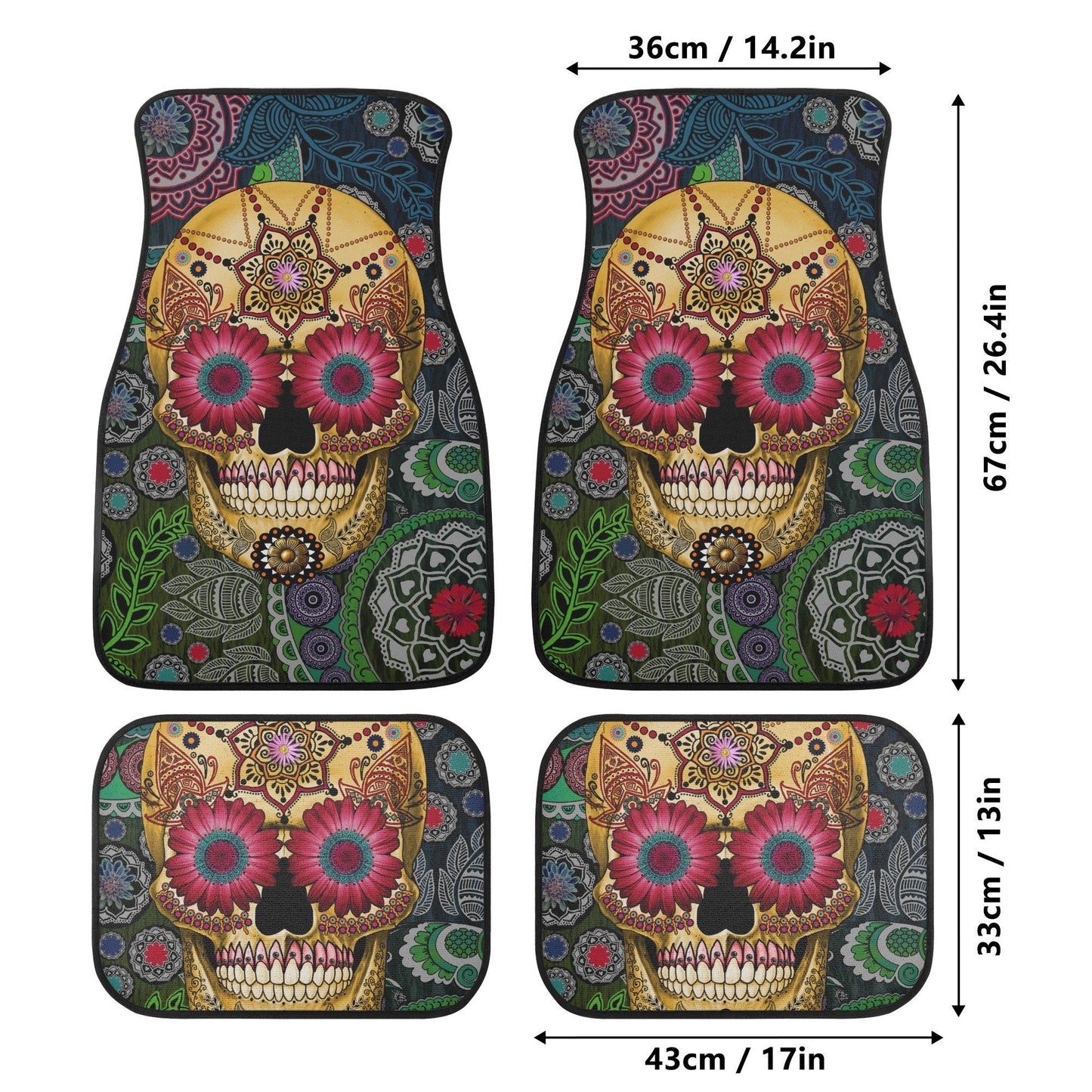Sugar skull seat cover for car, Day of the dead Seat Covers mat for car, Candy skull car seat protector accessories skull seat cover for car