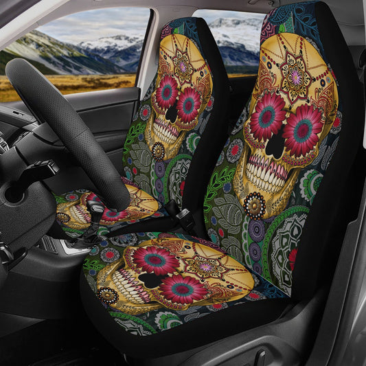 Sugar skull seat cover for car, Day of the dead Seat Covers mat for car, Candy skull car seat protector accessories skull seat cover for car