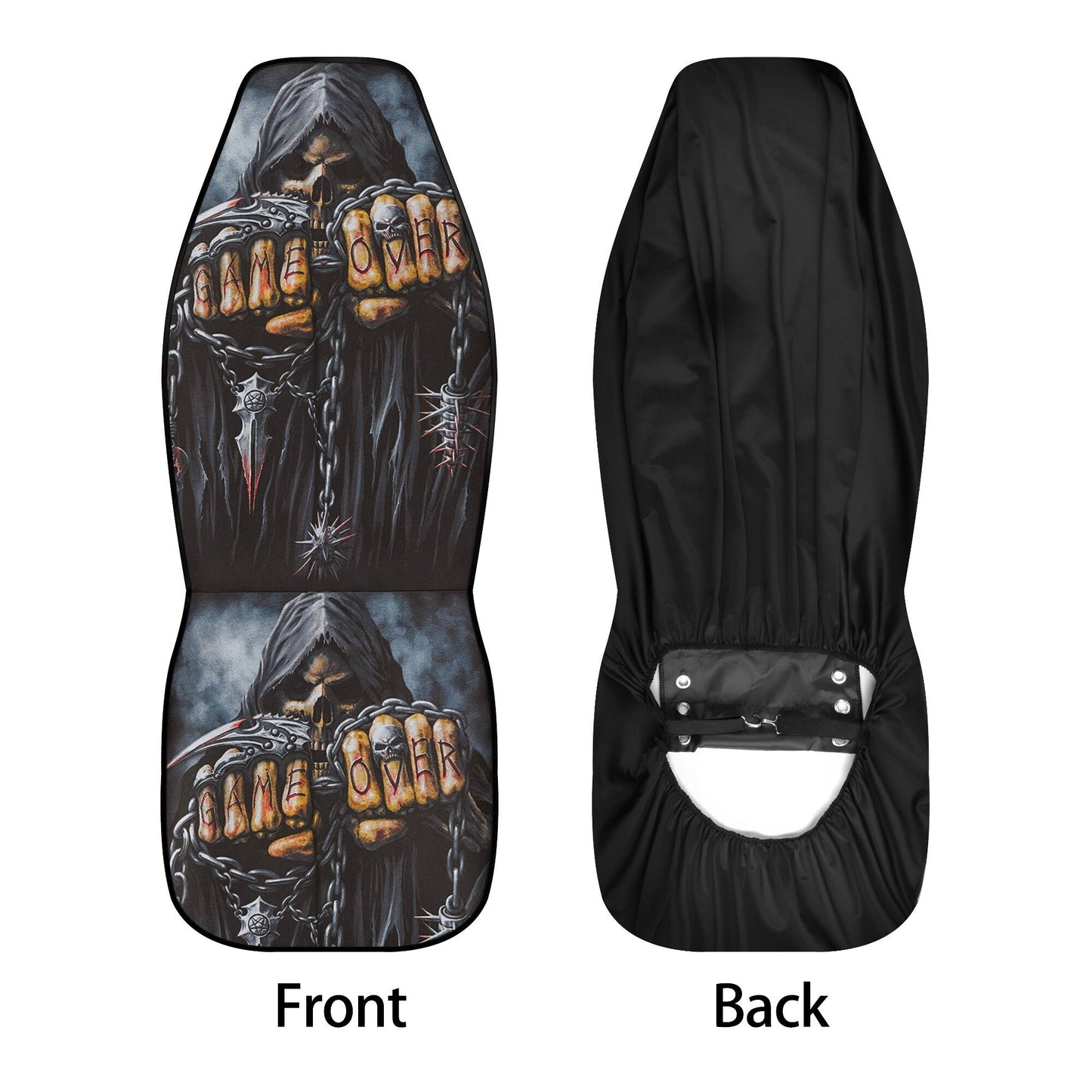 Grim reaper Game over Skull Seat Cover for car, skull rug for car, Halloween skull car seat cover skull mat for car, gothic skull car mat