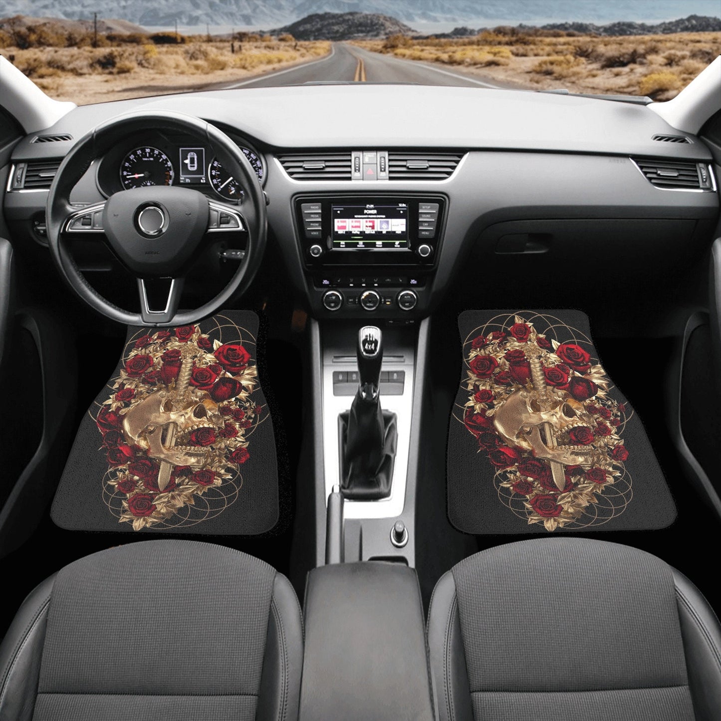 Sword Skull Seat Cover for car, rose skull rug seat cover for car, skull car seat cover mat Halloween skull car seat cover skull mat for car
