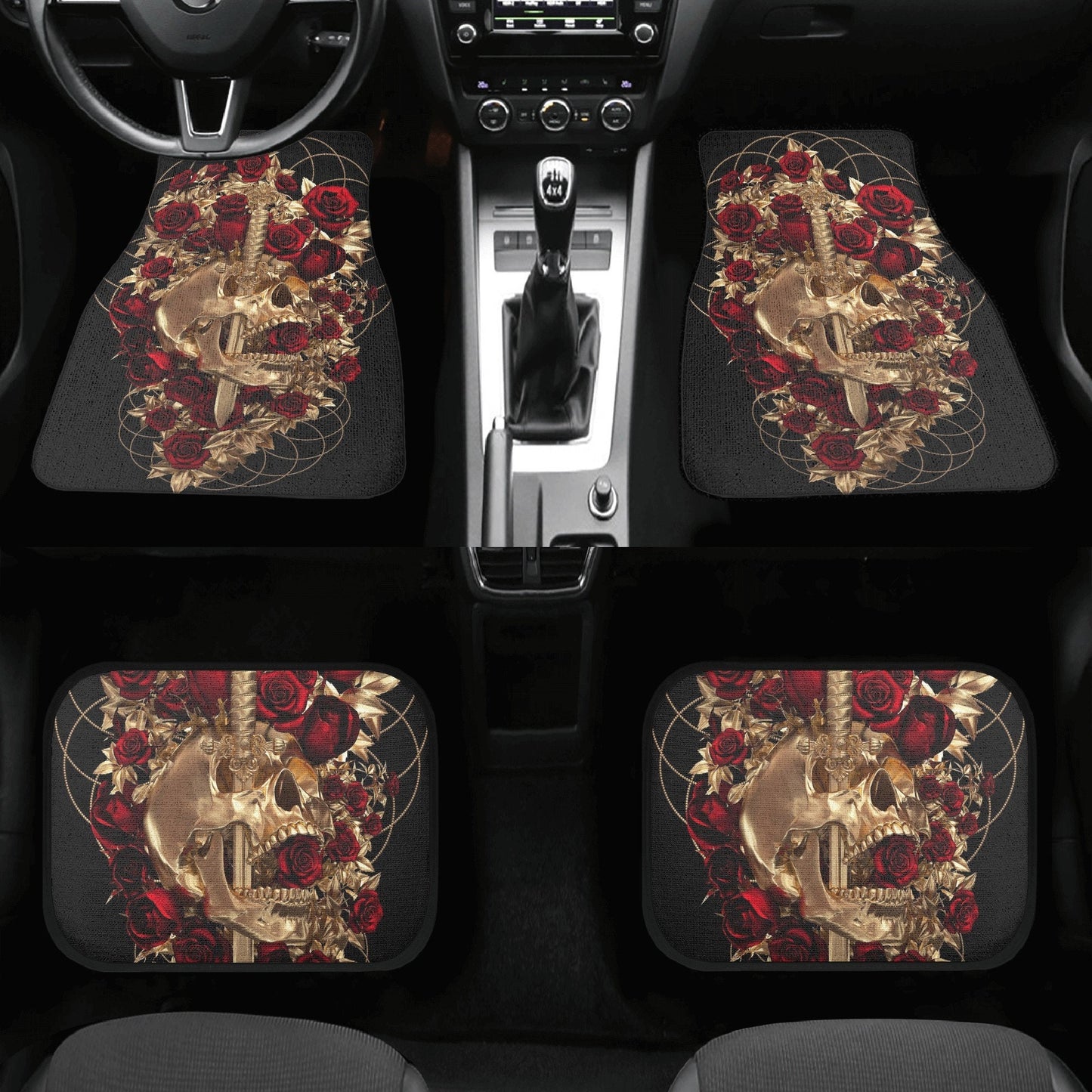 Sword Skull Seat Cover for car, rose skull rug seat cover for car, skull car seat cover mat Halloween skull car seat cover skull mat for car