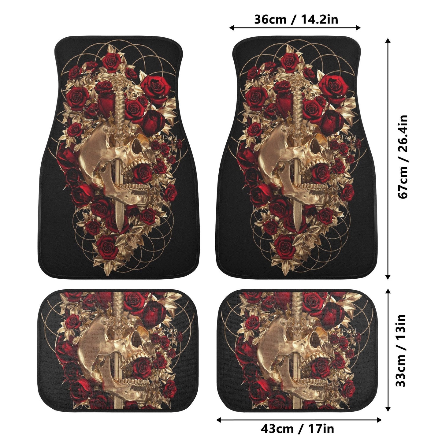 Sword Skull Seat Cover for car, rose skull rug seat cover for car, skull car seat cover mat Halloween skull car seat cover skull mat for car