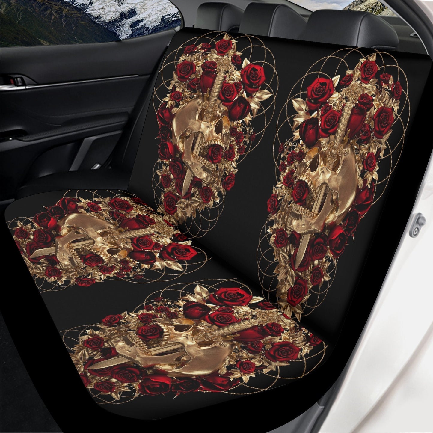 Sword Skull Seat Cover for car, rose skull rug seat cover for car, skull car seat cover mat Halloween skull car seat cover skull mat for car