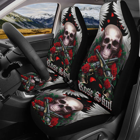 Rose Skull Seat Cover for car, skull rug for car, Skeleton skull car seat cover mat, Halloween skull evil car seat cover skull mat for car