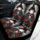 Rose Skull Seat Cover for car, skull rug for car, Skeleton skull car seat cover mat, Halloween skull evil car seat cover skull mat for car