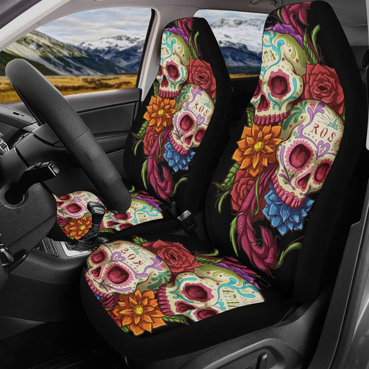 Sugar skull seat cover for car, Dia de los muertos skull Seat Covers mat for car, Candy skull car seat protector skull seat cover for car