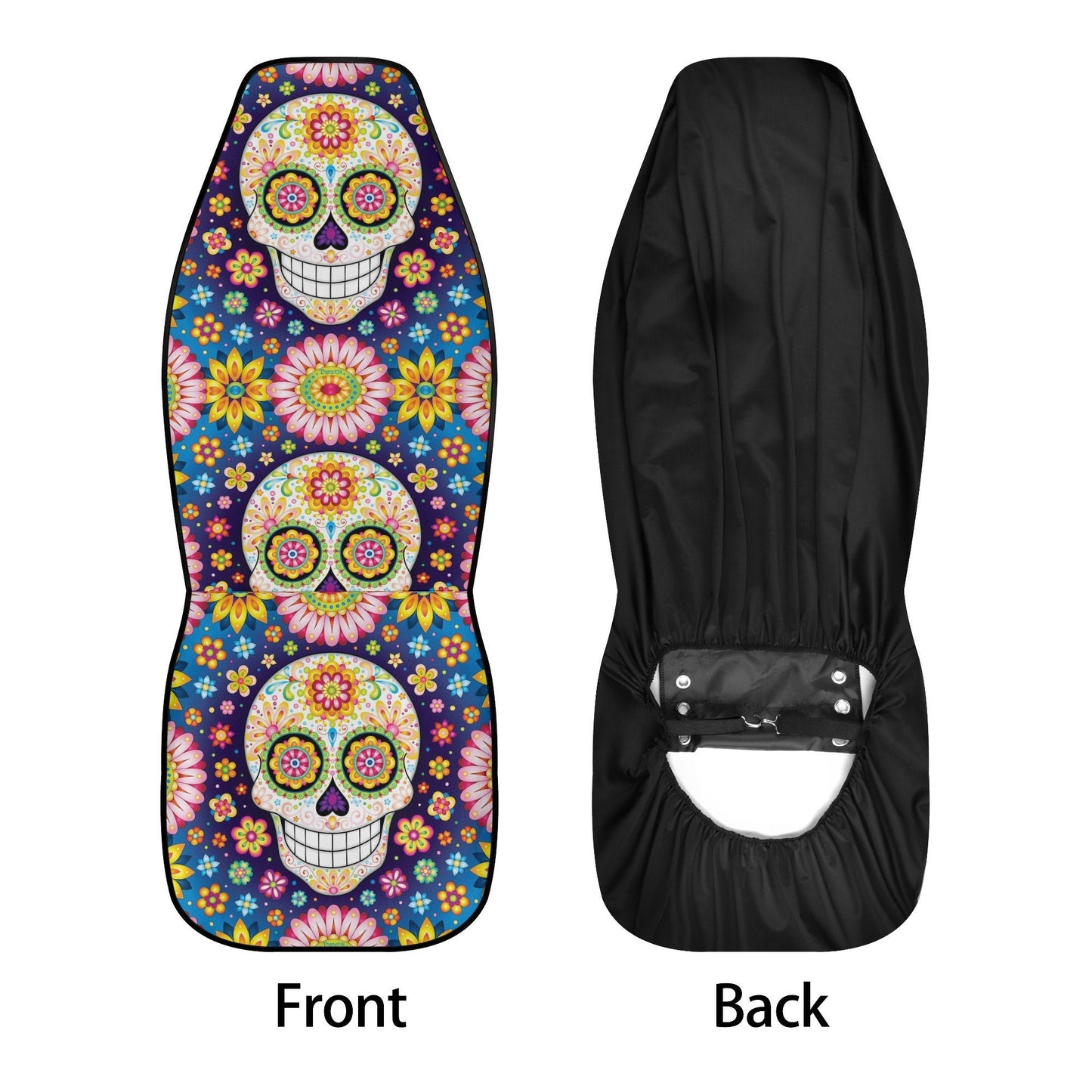 Candy skull seat cover for car, Day of the dead skull Seat Covers mat for car, sugar skull seat cover rug mat for car, skull car seat cover