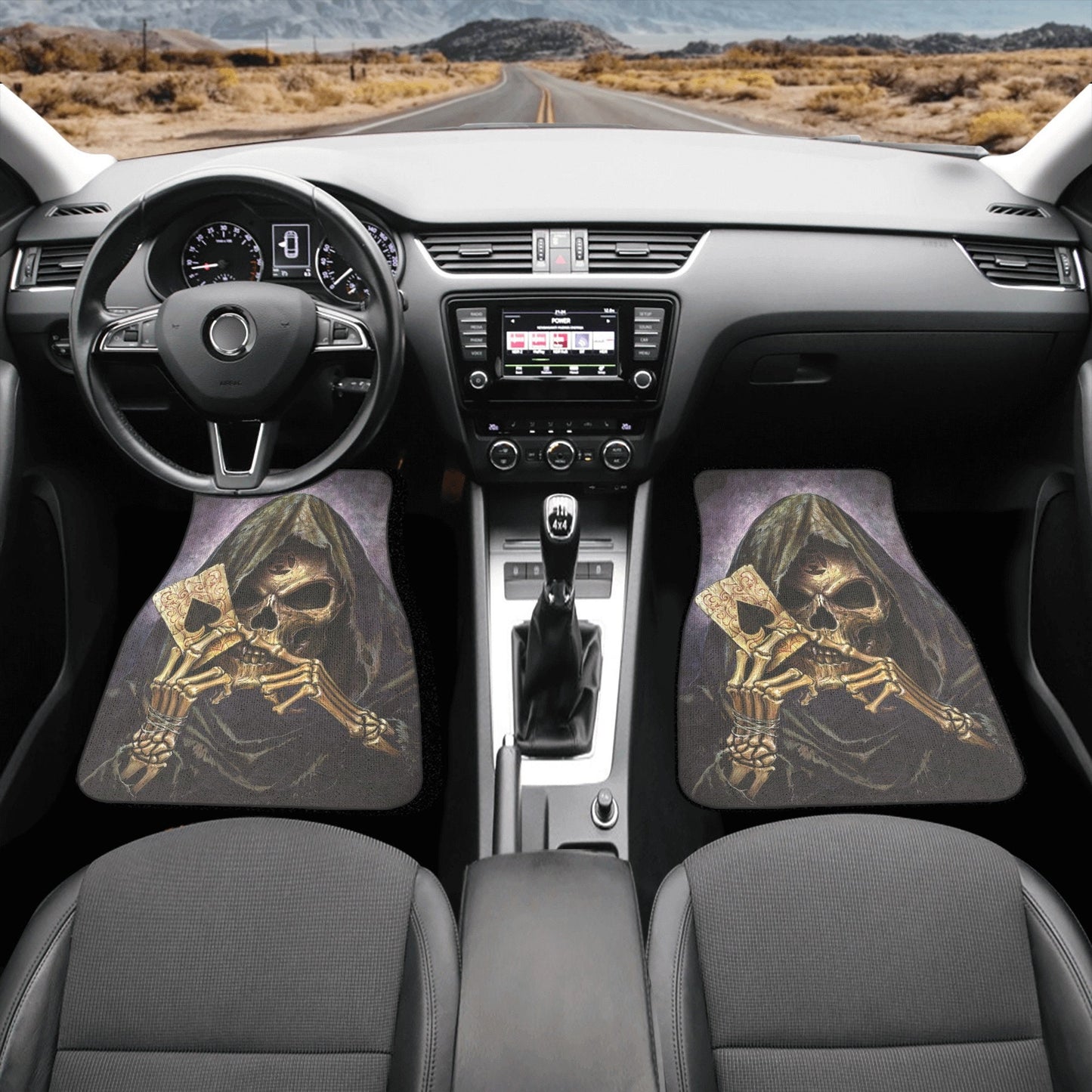 Grim reaper Skull Seat Cover for car, flower skull car mat, skull seat cover mat for car Horror evil car seat cover, skull mat cover for car