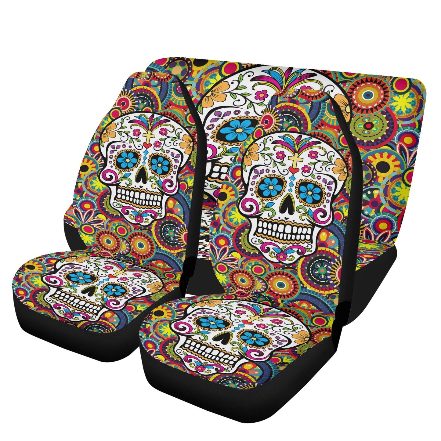 Sugar skull dia de los muertos calaveras Car Seat Covers, day of the dead car mats, sugar skull car accessories, skull car seat covers mats