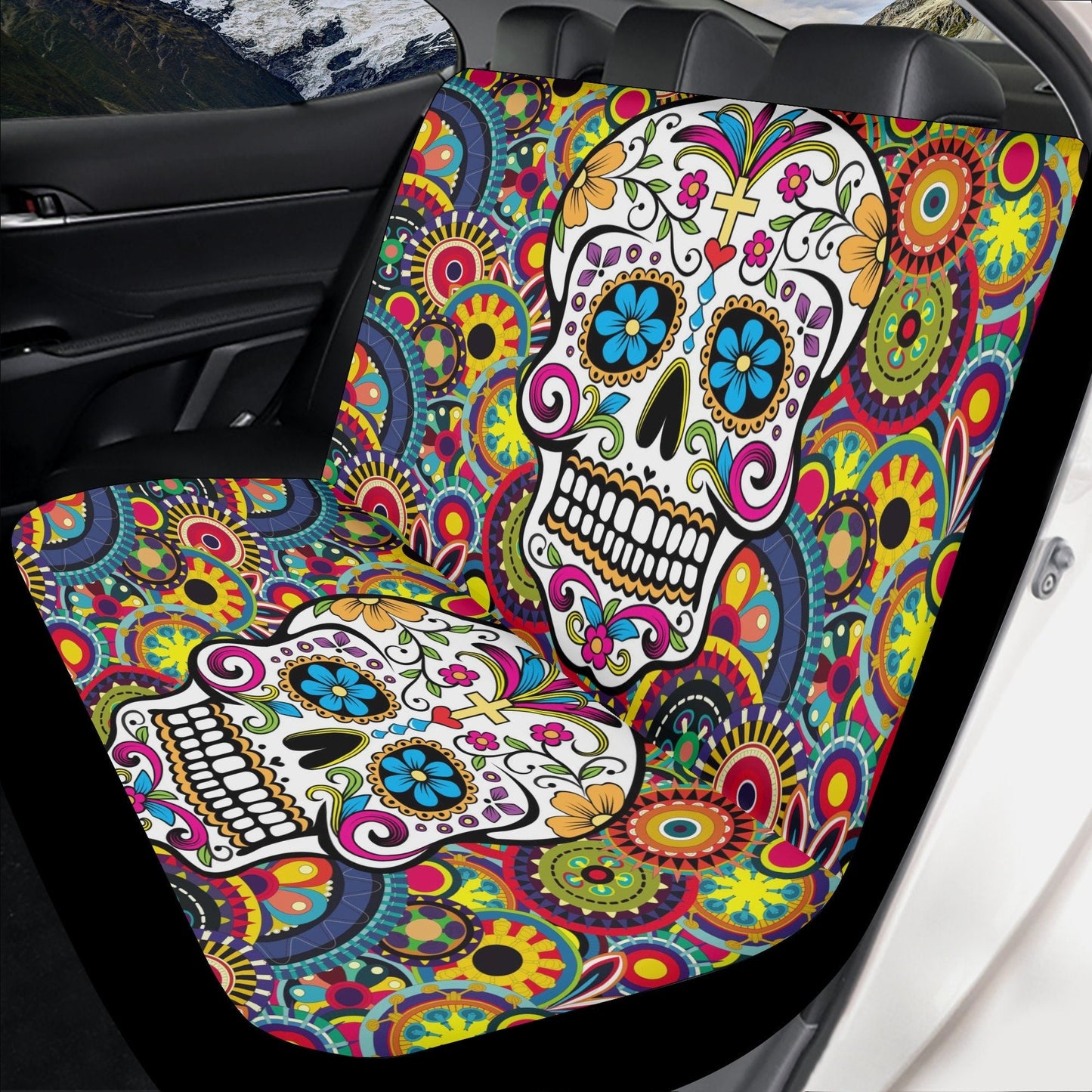 Sugar skull dia de los muertos calaveras Car Seat Covers, day of the dead car mats, sugar skull car accessories, skull car seat covers mats