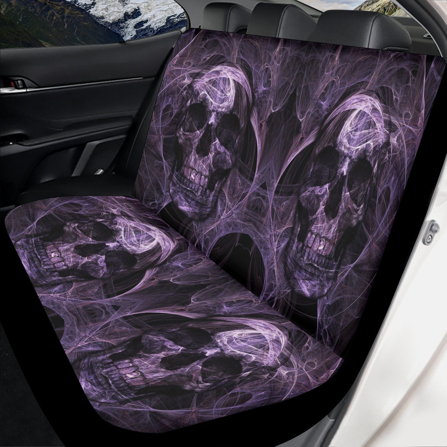 Flaming skull gothic car seat covers car mats, Halloween car mat seat covers, Skeleton grim reaper car mat car accessories seat covers