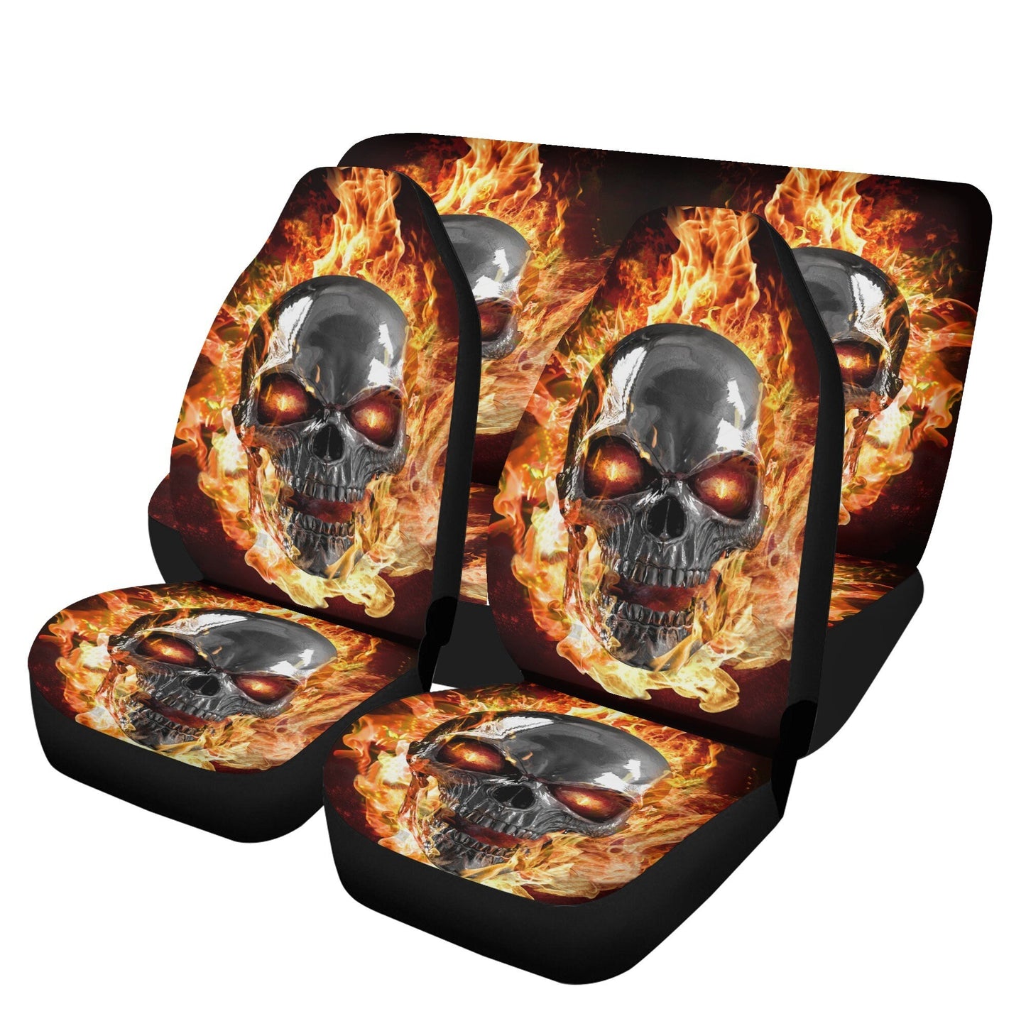 Flaming skull gothic car seat covers car mats, Halloween fire car mat seat covers, Skeleton grim reaper car mat car accessories seat covers