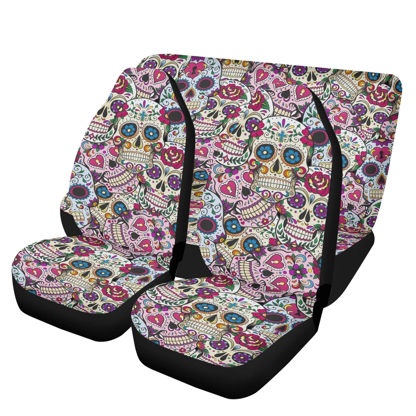 Sugar skull dia de los muertos calaveras Car Seat Covers, day of the dead car mats, sugar skull car accessories, skull car seat covers mats