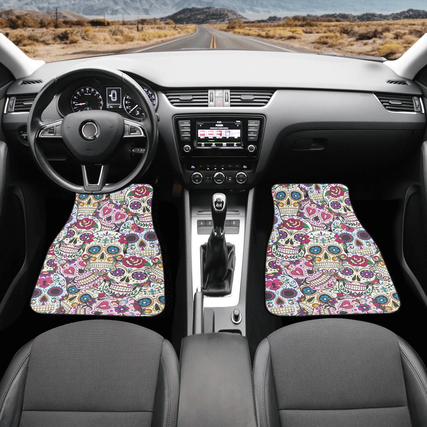 Sugar skull dia de los muertos calaveras Car Seat Covers, day of the dead car mats, sugar skull car accessories, skull car seat covers mats