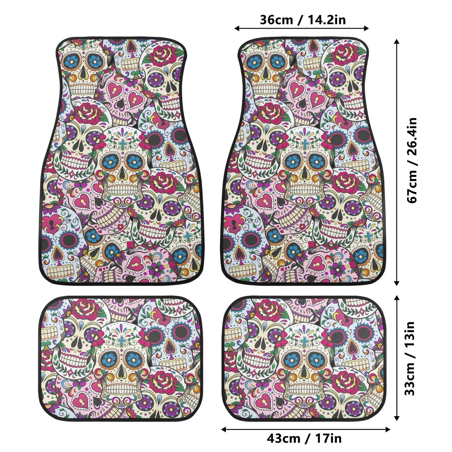 Sugar skull dia de los muertos calaveras Car Seat Covers, day of the dead car mats, sugar skull car accessories, skull car seat covers mats