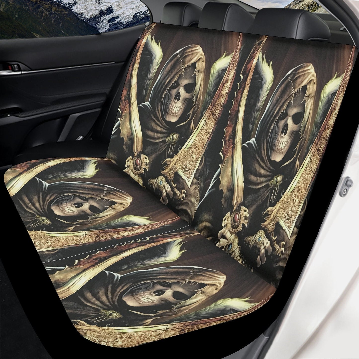 Grim reaper death skull Car Seat Cover car mat, Halloween car seat cover mat gothic skull car seat protector covers mat skeleton car mats