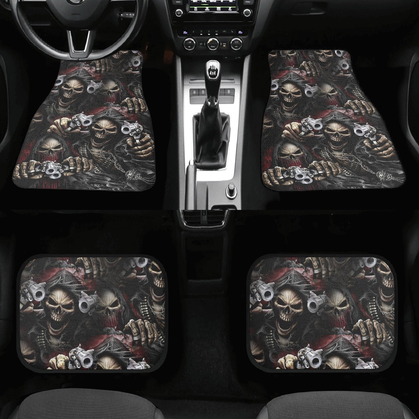 Gothic skull car seat cover car mat Grim reaper Halloween car mat seat covers Skeleton evil Horror skull car mat car accessories seat covers