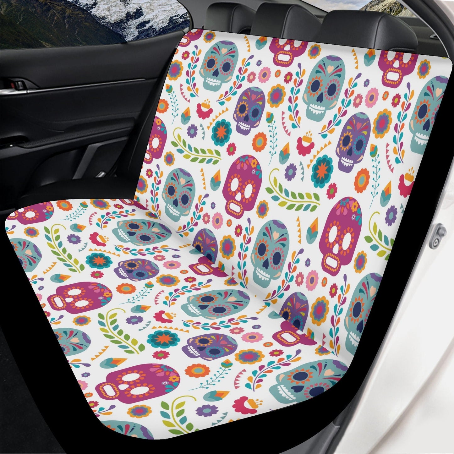 Sugar skull calaveras Mexican skull Car Seat Covers car mats, day of the dead car seat cover mats, dia de los muertos car accessories mats