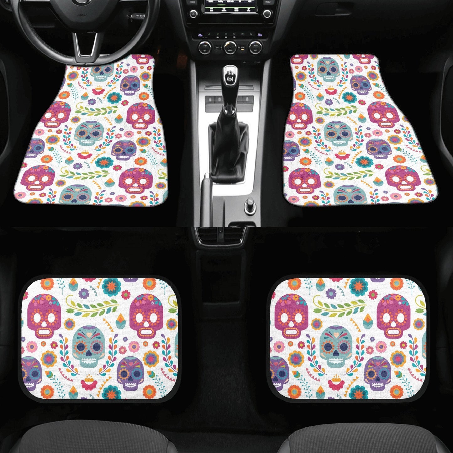 Sugar skull calaveras Mexican skull Car Seat Covers car mats, day of the dead car seat cover mats, dia de los muertos car accessories mats