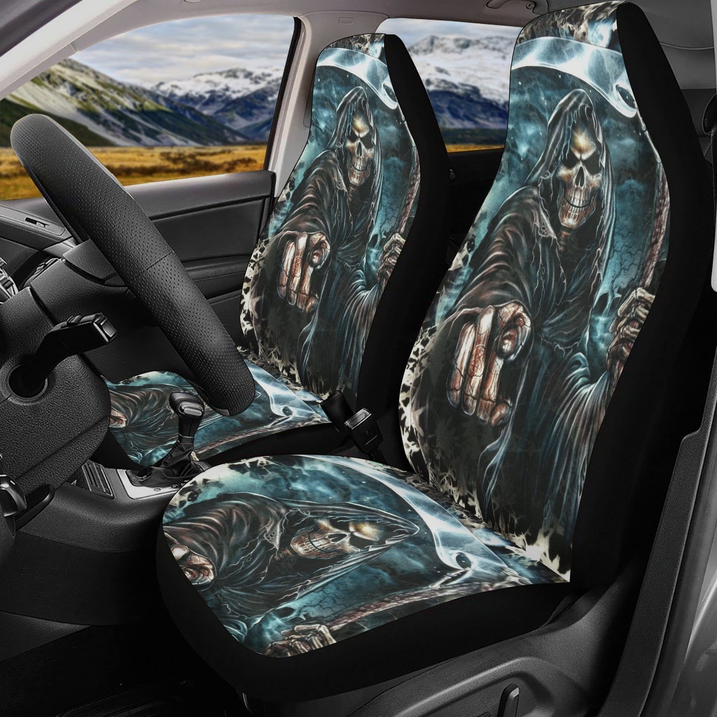 Grim reaper skull Car Seat Cover car mat, Halloween death car seat cover mat ghost skull car seat protector covers mat skeleton car mats