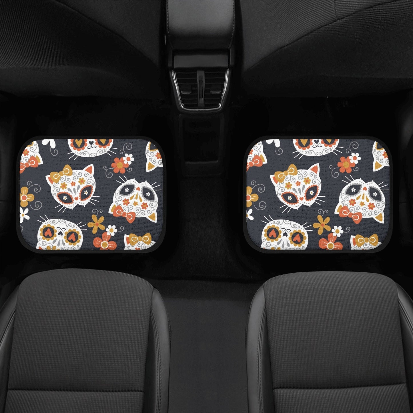 Sugar skull cat Car Seat Covers car mat Mexican skull day of the dead car seat cover mats, dia de los muertos car accessories mat seat cover