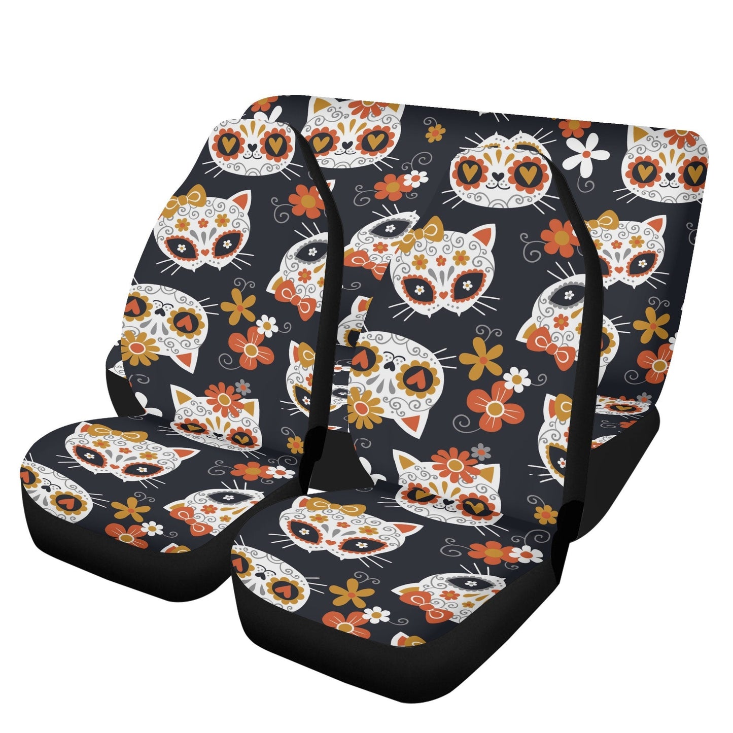 Sugar skull cat Car Seat Covers car mat Mexican skull day of the dead car seat cover mats, dia de los muertos car accessories mat seat cover