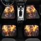 Flaming skull seat cover for car, skull in fire rug mat for car, Halloween fire skull car seat cover, gothic skull car seat cover car mats