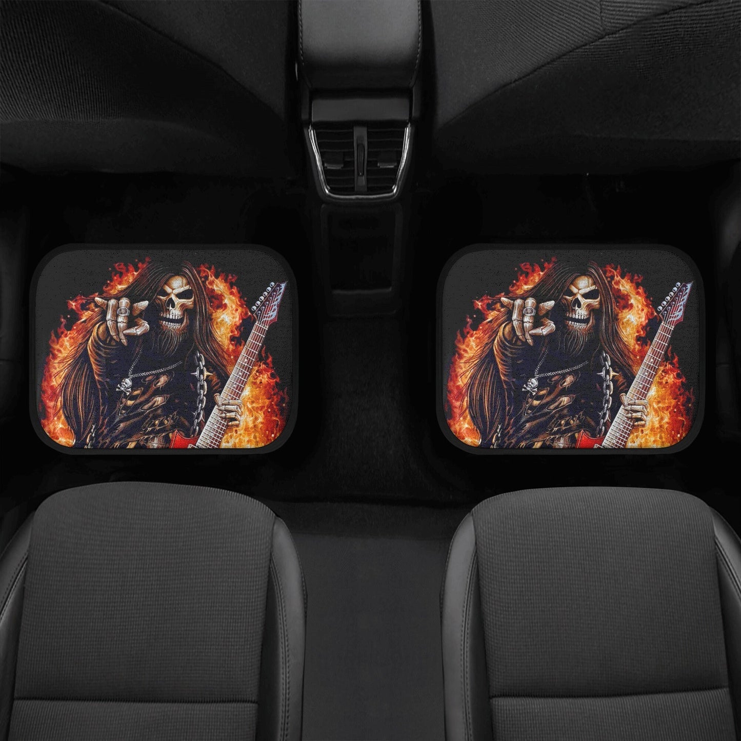 Skull Guitarist seat cover for car, grim reaper rug mat for car, Guitarist skeleton car seat cover ghost gothic skull car seat cover car mat