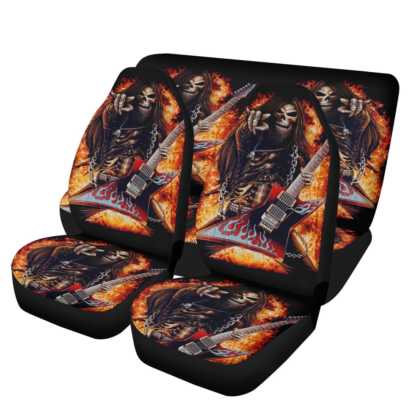 Skull Guitarist seat cover for car, grim reaper rug mat for car, Guitarist skeleton car seat cover ghost gothic skull car seat cover car mat